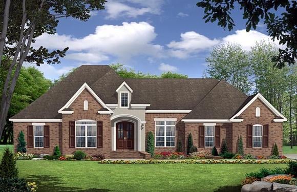 European, French Country, Traditional House Plan 59143 with 3 Beds, 3 Baths, 2 Car Garage Elevation