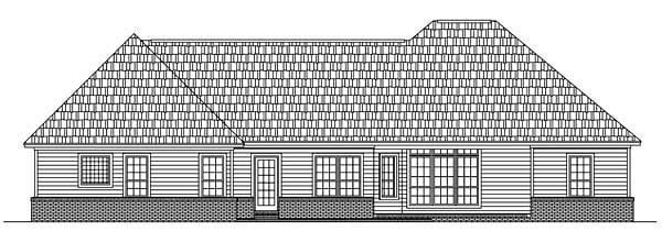 Country, European, Southern, Traditional House Plan 59152 with 3 Beds, 3 Baths, 2 Car Garage Rear Elevation
