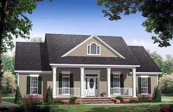 Country, Ranch, Traditional House Plan 59155 with 3 Beds, 3 Baths, 2 Car Garage Elevation