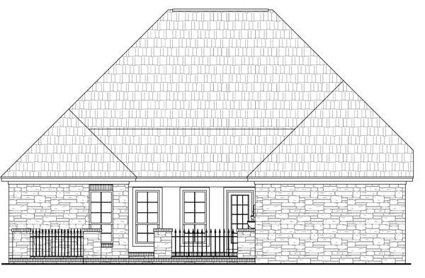 Cottage, Country, European, French Country House Plan 59159 with 3 Beds, 3 Baths, 2 Car Garage Rear Elevation