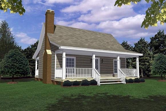Cottage, Country, Southern House Plan 59163 with 1 Beds, 1 Baths Elevation