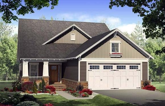 Bungalow, Craftsman House Plan 59168 with 4 Beds, 3 Baths, 2 Car Garage Elevation