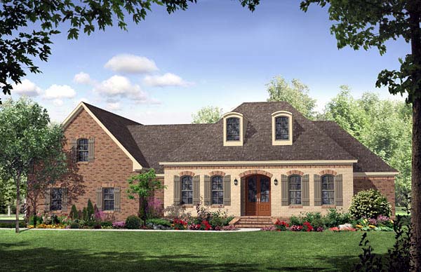 Country, European, French Country, Southern Plan with 2401 Sq. Ft., 3 Bedrooms, 3 Bathrooms, 2 Car Garage Elevation