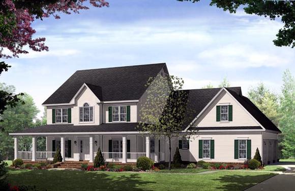 Country, Farmhouse, Traditional House Plan 59172 with 4 Beds, 4 Baths, 3 Car Garage Elevation