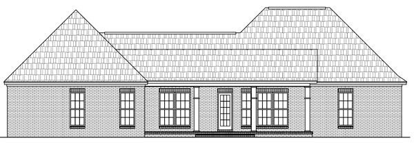 Colonial, European, Traditional House Plan 59173 with 3 Beds, 3 Baths, 2 Car Garage Rear Elevation
