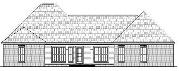 Country, European, Traditional House Plan 59175 with 4 Beds, 3 Baths, 2 Car Garage Rear Elevation