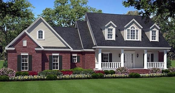 Country, Southern, Traditional House Plan 59180 with 3 Beds, 2 Baths, 2 Car Garage Elevation