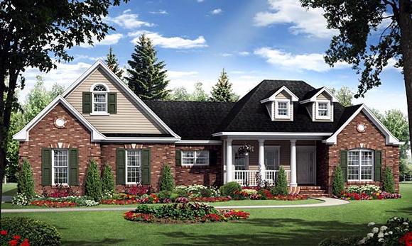 Country, European, French Country, Traditional House Plan 59181 with 3 Beds, 2 Baths, 2 Car Garage Elevation