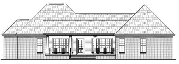 Country, European, French Country, Traditional House Plan 59181 with 3 Beds, 2 Baths, 2 Car Garage Rear Elevation