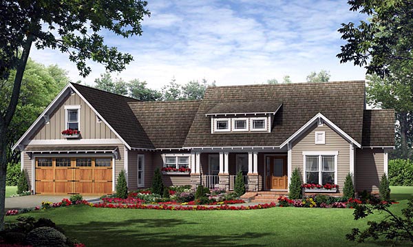 Country, European, French Country, Traditional House Plan 59182 with 3 Beds, 2 Baths, 2 Car Garage Elevation
