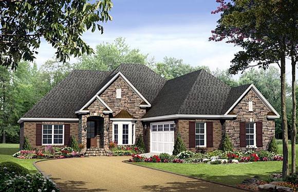 Country, European, Traditional House Plan 59184 with 3 Beds, 2 Baths, 2 Car Garage Elevation