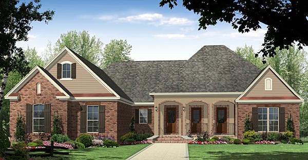 Country, European, French Country, Traditional Plan with 2216 Sq. Ft., 3 Bedrooms, 3 Bathrooms, 2 Car Garage Elevation
