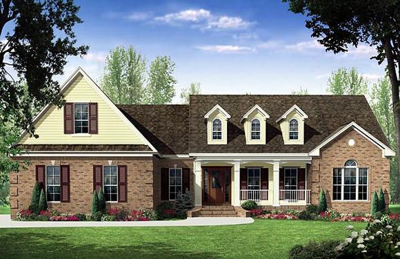 Country, Traditional House Plan 59187 with 3 Beds, 3 Baths, 2 Car Garage Elevation