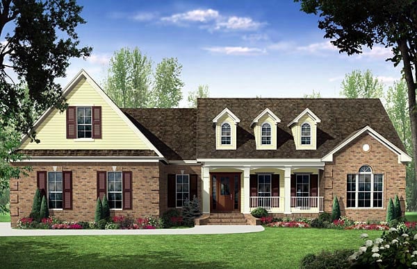 Country, Traditional House Plan 59187 with 3 Beds, 3 Baths, 2 Car Garage Elevation