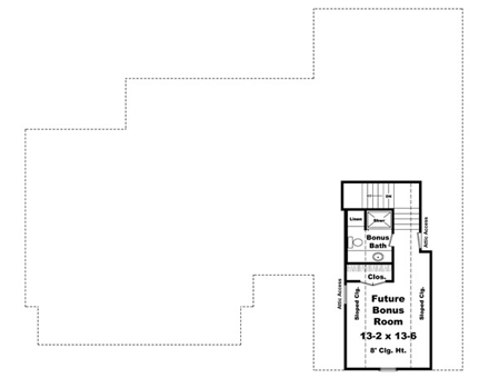Bungalow, Craftsman House Plan 59192 with 3 Beds, 3 Baths, 2 Car Garage Second Level Plan