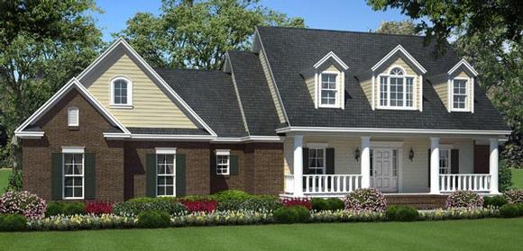 Country, Southern, Traditional House Plan 59200 with 3 Beds, 3 Baths, 2 Car Garage Elevation