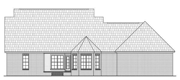 Country, Southern, Traditional House Plan 59200 with 3 Beds, 3 Baths, 2 Car Garage Rear Elevation