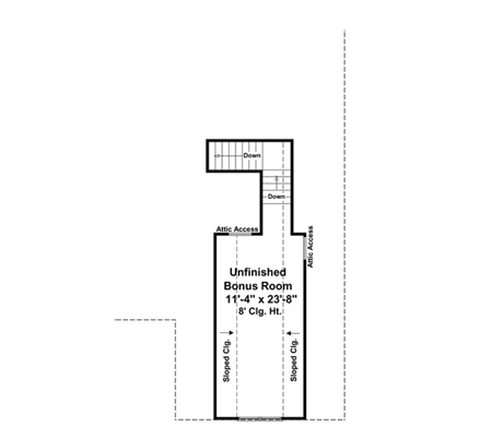 Bungalow, Craftsman, Traditional House Plan 59201 with 3 Beds, 2 Baths, 2 Car Garage Second Level Plan