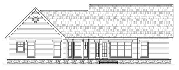 Bungalow, Craftsman, Traditional House Plan 59201 with 3 Beds, 2 Baths, 2 Car Garage Rear Elevation
