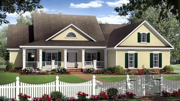 Country, Farmhouse, Traditional House Plan 59202 with 4 Beds, 3 Baths, 2 Car Garage Elevation
