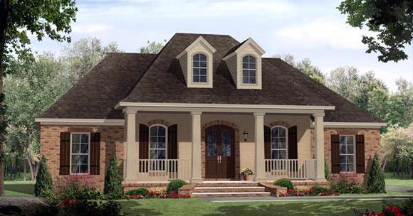Country, European, French Country, Southern, Traditional House Plan 59203 with 4 Beds, 3 Baths, 2 Car Garage Elevation