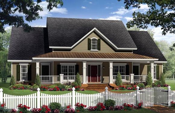 Country, Southern House Plan 59205 with 4 Beds, 4 Baths, 2 Car Garage Elevation