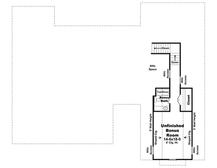 Bungalow, Craftsman House Plan 59206 with 4 Beds, 3 Baths, 2 Car Garage Second Level Plan