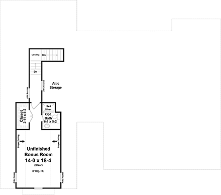 Bungalow, Craftsman House Plan 59207 with 4 Beds, 3 Baths, 2 Car Garage Second Level Plan