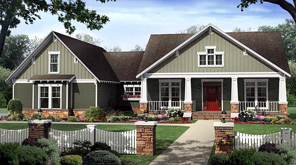 Bungalow, Craftsman Plan with 2199 Sq. Ft., 4 Bedrooms, 3 Bathrooms, 2 Car Garage Elevation