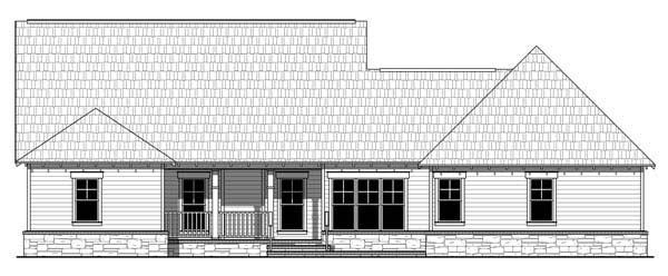 Bungalow, Craftsman Plan with 2199 Sq. Ft., 4 Bedrooms, 3 Bathrooms, 2 Car Garage Rear Elevation