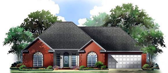 Country, European, Traditional House Plan 59209 with 3 Beds, 2 Baths, 2 Car Garage Elevation