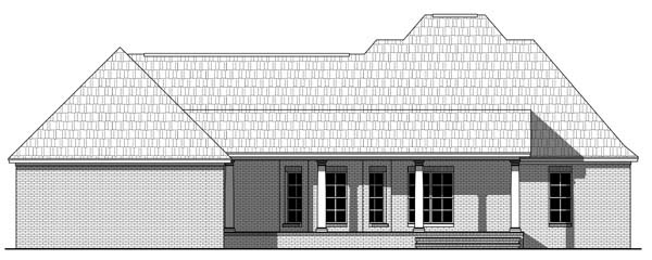 Country, Farmhouse, Southern, Traditional Plan with 1934 Sq. Ft., 3 Bedrooms, 2 Bathrooms, 2 Car Garage Rear Elevation