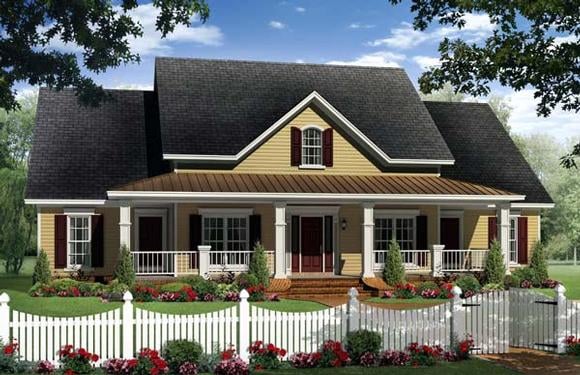 Country, Farmhouse, Traditional House Plan 59214 with 4 Beds, 3 Baths, 2 Car Garage Elevation