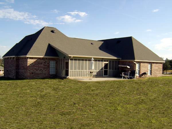 Country, European, Traditional Plan with 2500 Sq. Ft., 4 Bedrooms, 3 Bathrooms, 2 Car Garage Rear Elevation