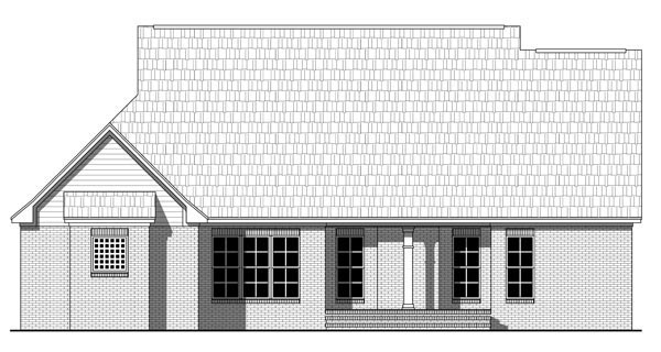 Country, Farmhouse, Southern, Traditional House Plan 59217 with 3 Beds, 2 Baths, 2 Car Garage Rear Elevation