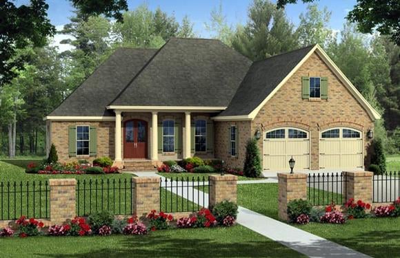 European, Traditional House Plan 59218 with 3 Beds, 2 Baths, 2 Car Garage Elevation