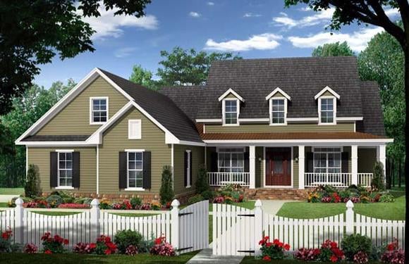 Country, Farmhouse, Traditional House Plan 59222 with 4 Beds, 3 Baths, 2 Car Garage Elevation