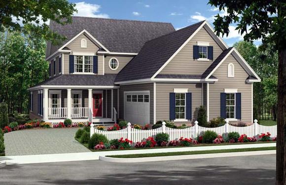 Country, Farmhouse, Traditional House Plan 59223 with 4 Beds, 4 Baths, 2 Car Garage Elevation