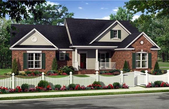 Country, Farmhouse, Traditional House Plan 59225 with 3 Beds, 2 Baths, 2 Car Garage Elevation
