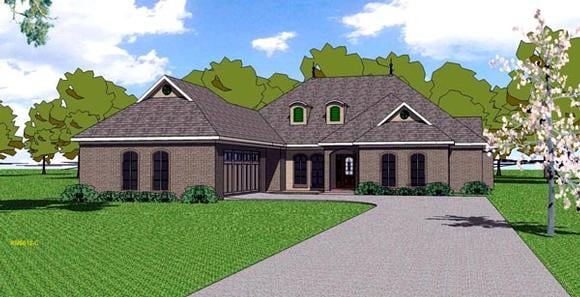 Contemporary, Florida, Southern House Plan 59300 with 4 Beds, 4 Baths, 2 Car Garage Elevation