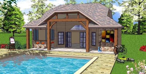 Cottage, Florida, Southern House Plan 59337 with 2 Beds, 1 Baths Elevation
