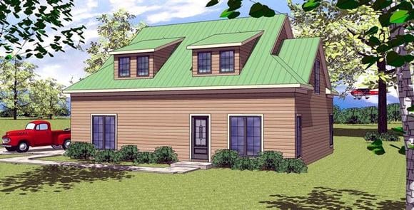 2 Car Garage Plan 59376 with 2 Beds, 2 Baths Elevation