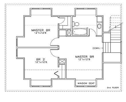 2 Car Garage Apartment Plan 59377 with 2 Beds, 2 Baths Second Level Plan