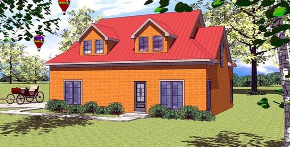 2 Car Garage Plan 59377 with 2 Beds, 2 Baths Elevation