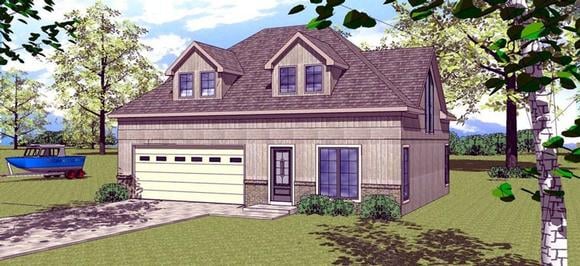 2 Car Garage Plan 59378 with 2 Beds, 2 Baths Elevation