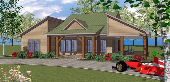 Coastal, Southern House Plan 59390 with 2 Beds, 2 Baths Elevation