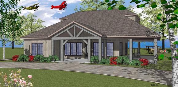 Cottage, Southern House Plan 59391 with 2 Beds, 2 Baths Elevation
