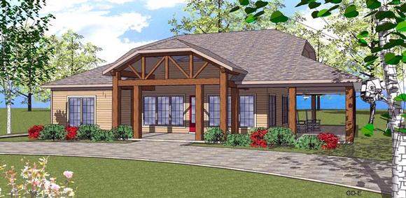 Coastal, Southern House Plan 59399 with 2 Beds, 2 Baths Elevation
