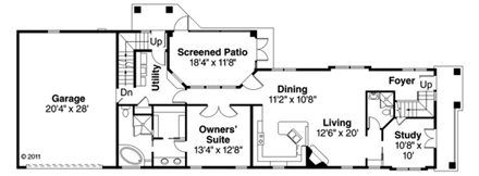 Contemporary, Florida, Mediterranean, Southwest House Plan 59405 with 4 Beds, 4 Baths, 2 Car Garage First Level Plan