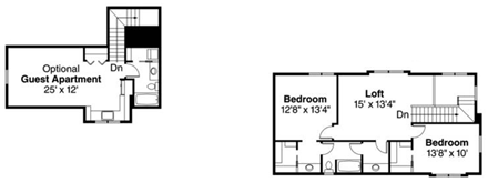 Contemporary, Florida, Mediterranean, Southwest House Plan 59405 with 4 Beds, 4 Baths, 2 Car Garage Second Level Plan